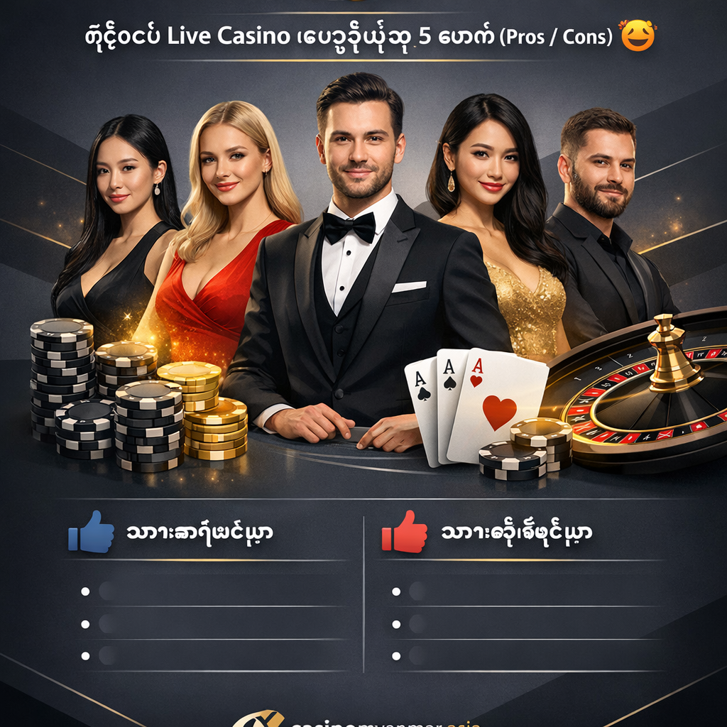 🚨 ကြီးမားသော ဘောနပ်စ်များ ရယူရန်! ထိပ်တန်း Live Casino ပေးသွင်းသူ ၅ ယောက် (Pros/Cons) 🤩
